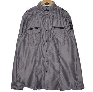 Roar Freedom Gray Relaxed Fit Long Sleeve Casual Snap Button Down Shirt Sz 3XL